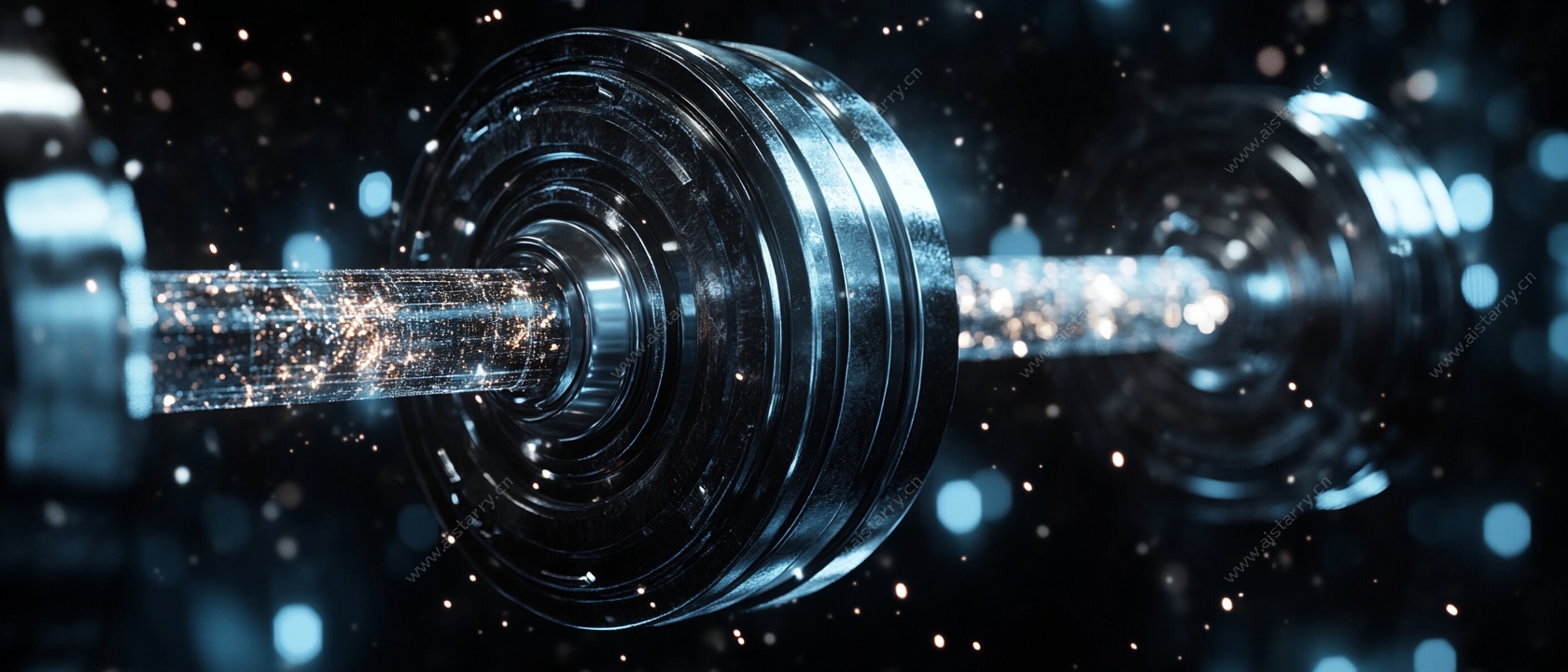 科技感金属哑铃3D效果图