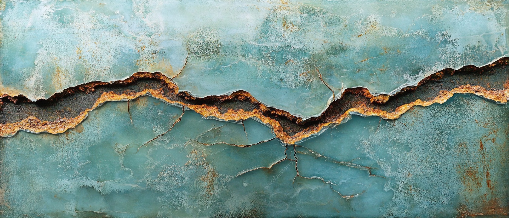 锈蚀开裂的金属墙面纹理