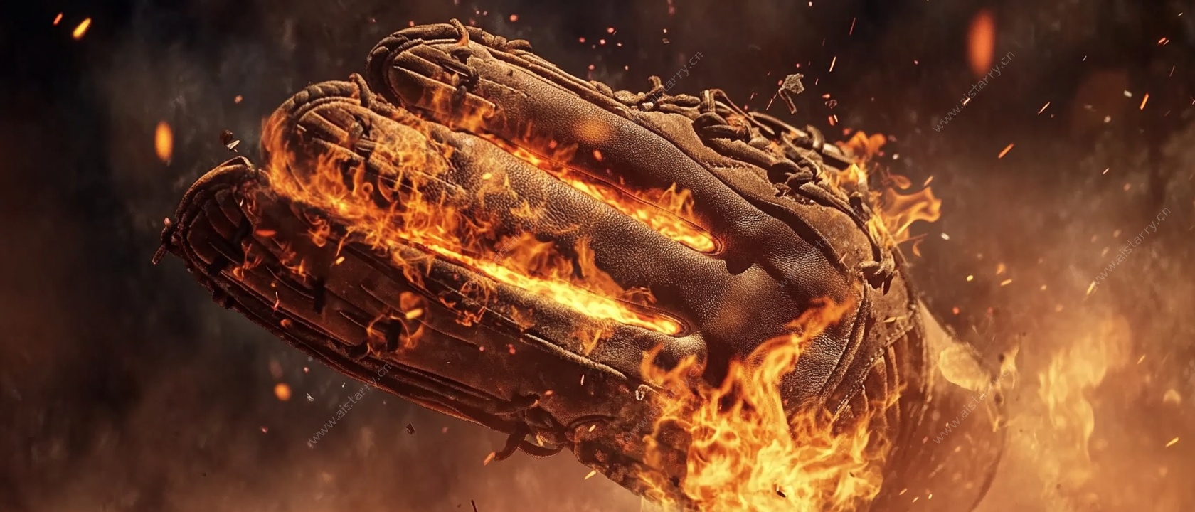 火焰包裹的棒球手套