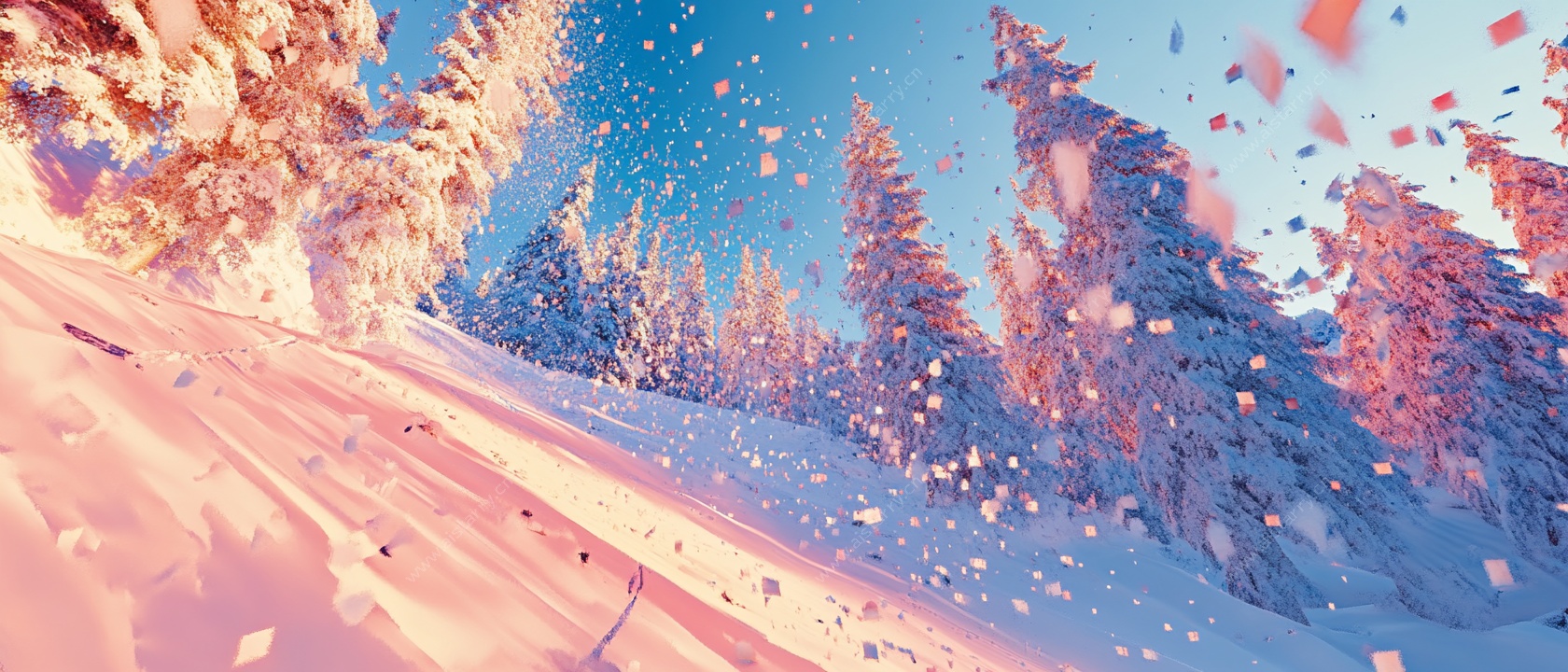 梦幻冬日雪景松林