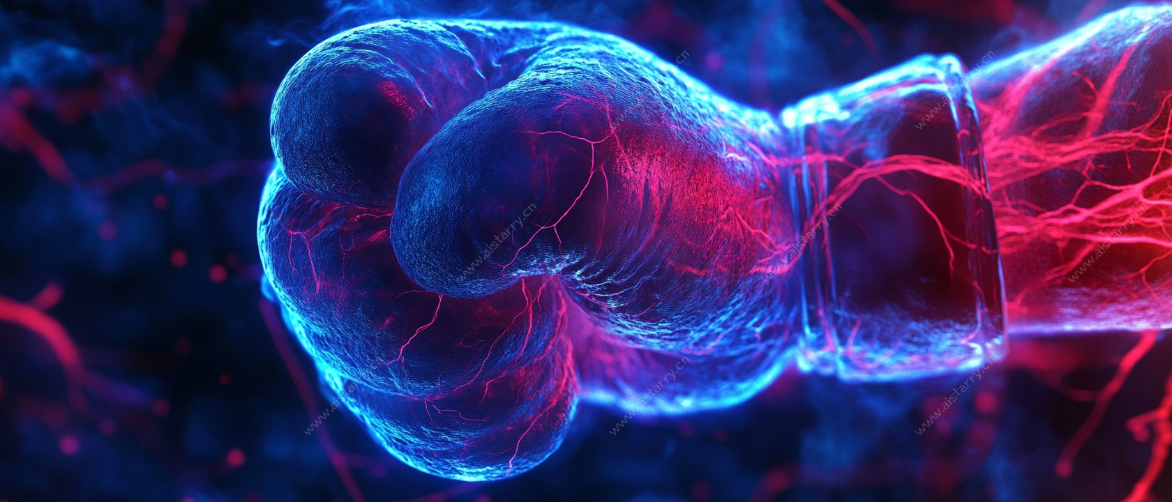 发光的科技感拳头特写