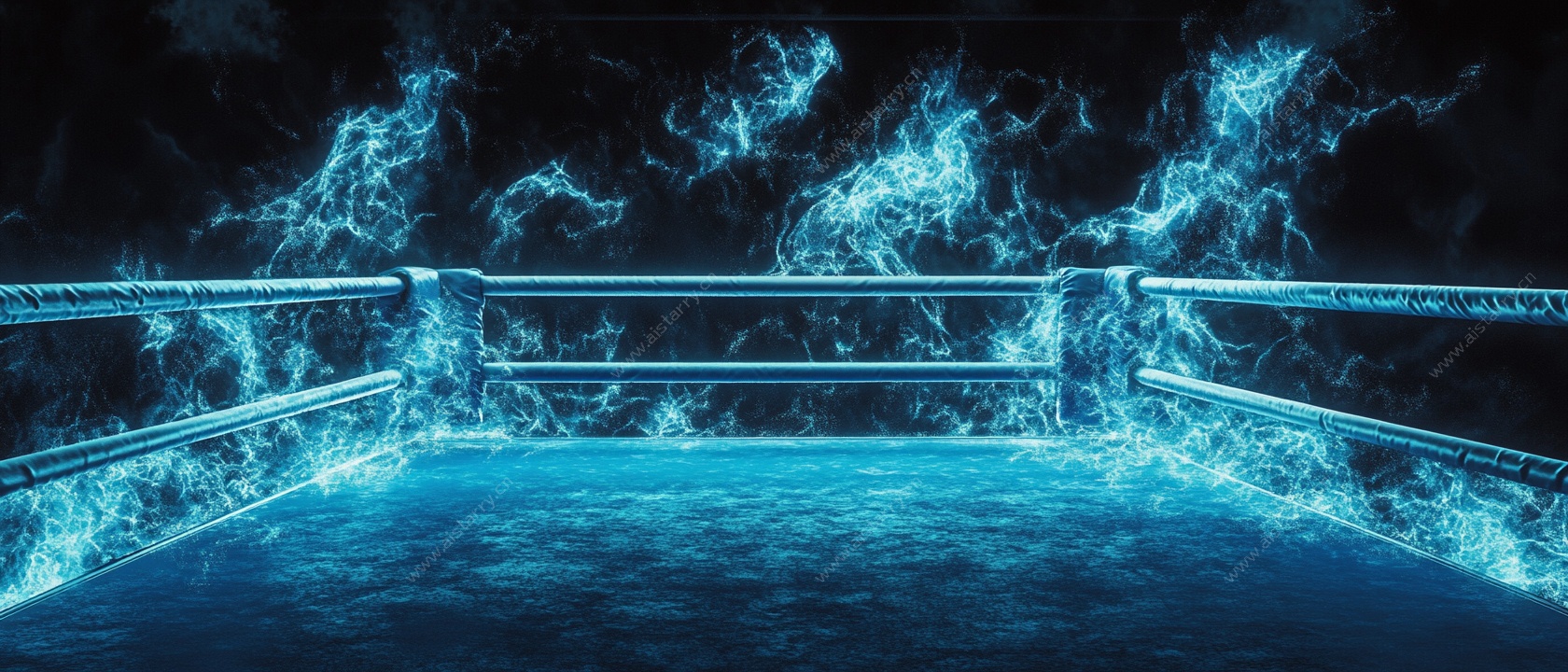 蓝色火焰拳击擂台场景