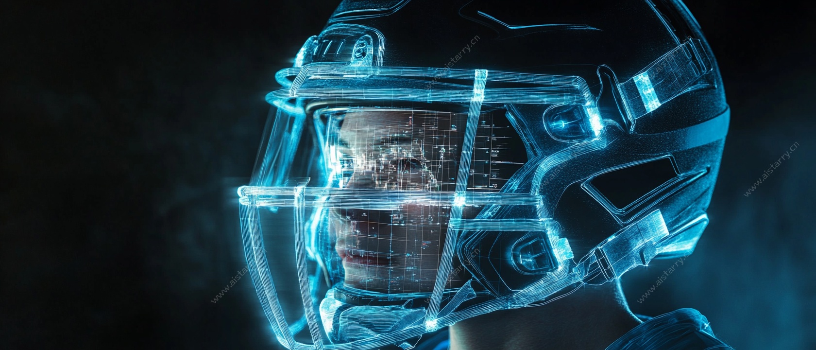 科技感橄榄球头盔数字形象