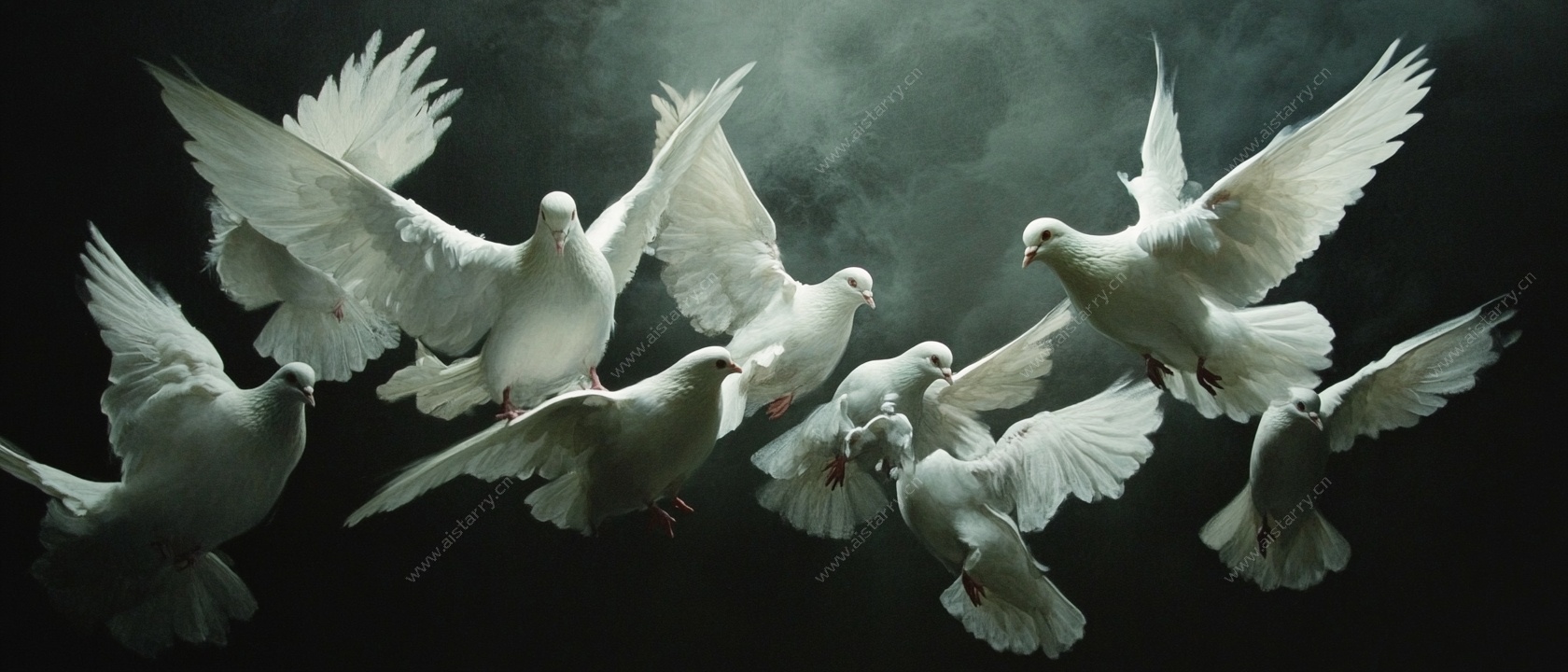 群鸽飞舞图