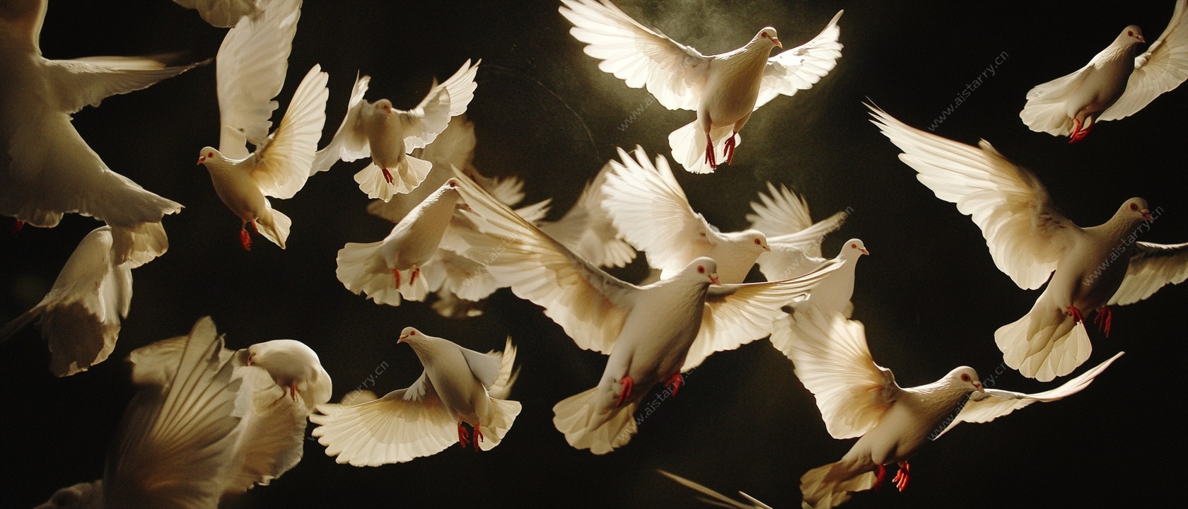 白鸽群飞图