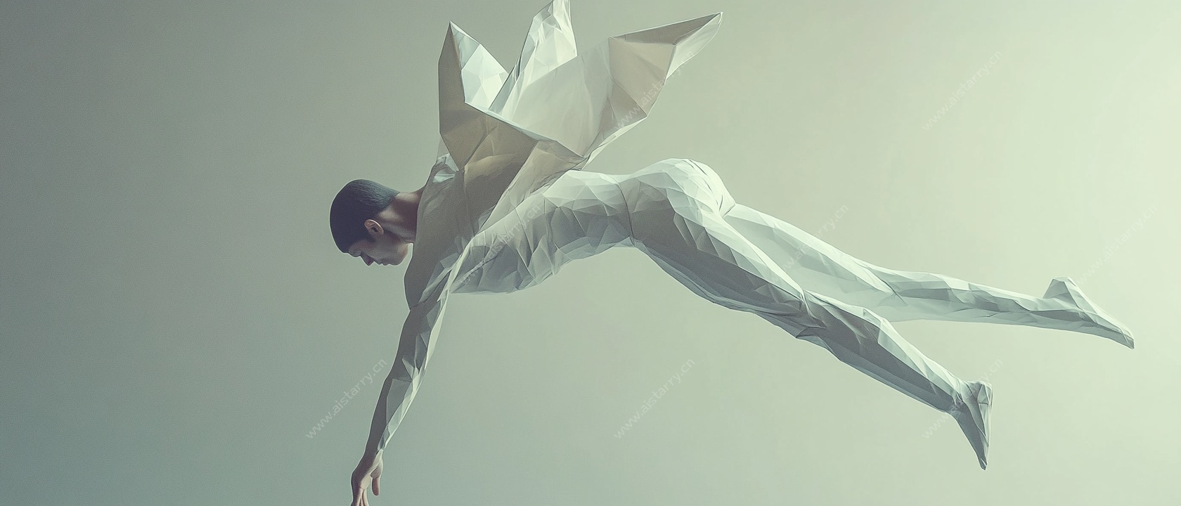 纸翼人空中优雅漂浮