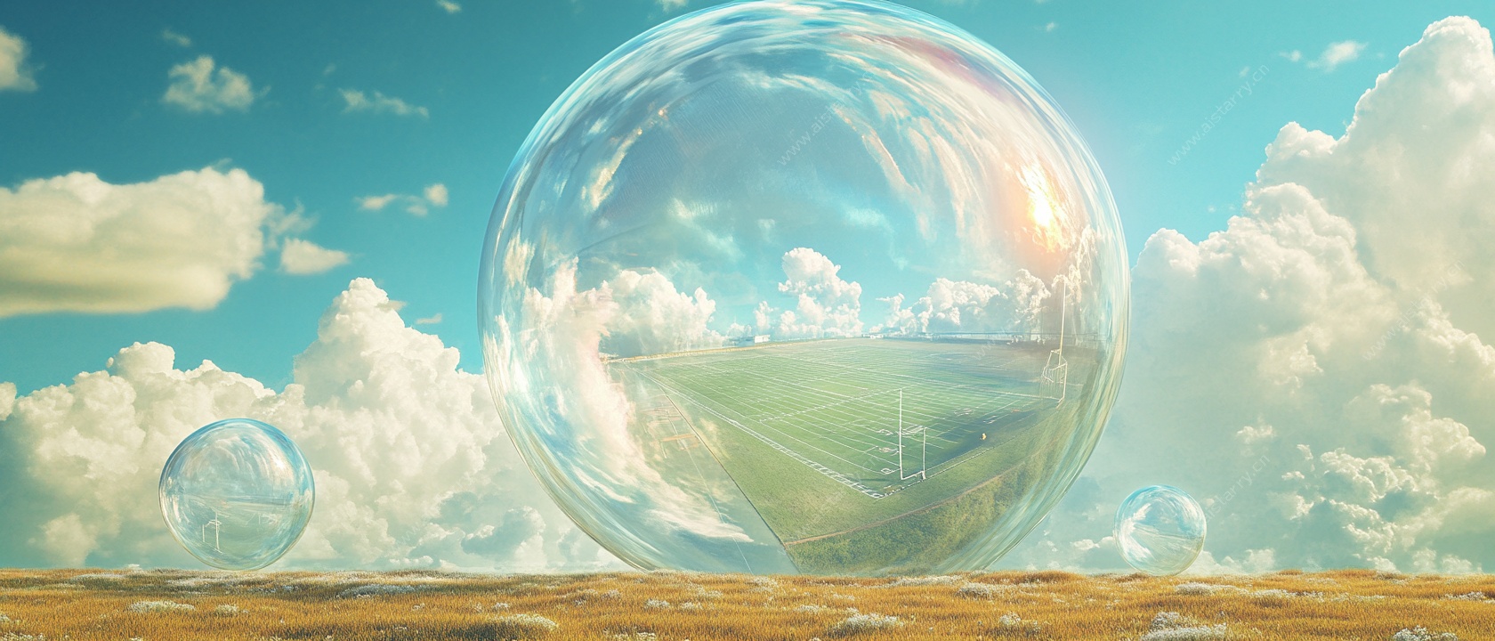 梦幻透明气泡中的奇幻世界