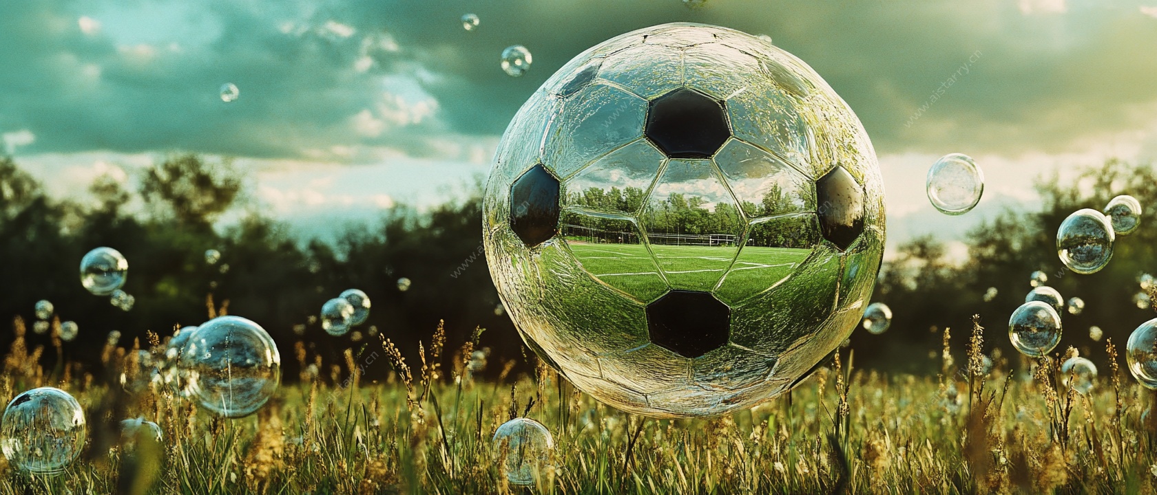 梦幻草地中的透明足球