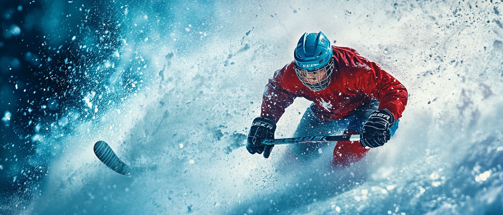 激情滑雪者在雪地飞驰