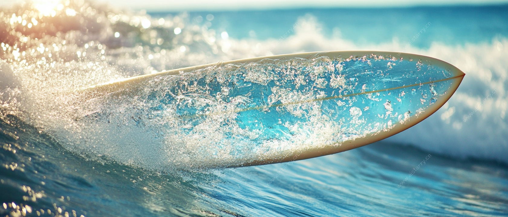冲浪板在海浪中闪耀