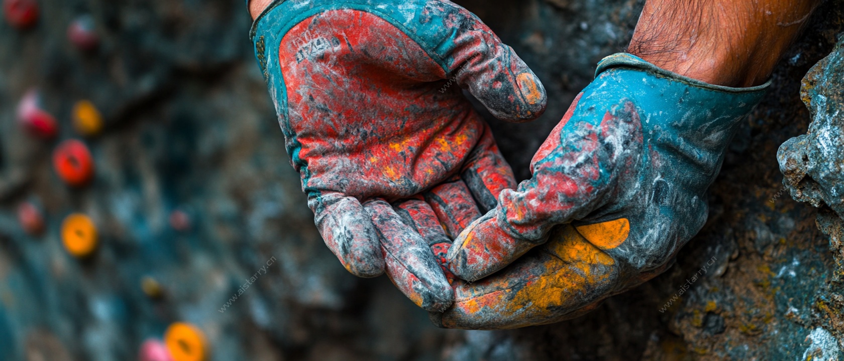 彩绘工人的斑斓双手