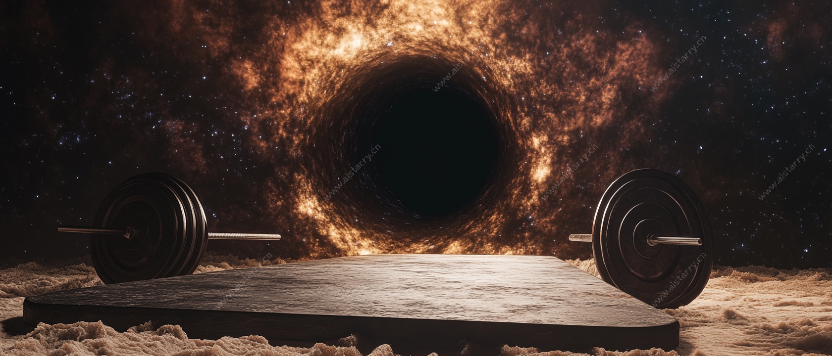 哑铃前的神秘黑洞场景