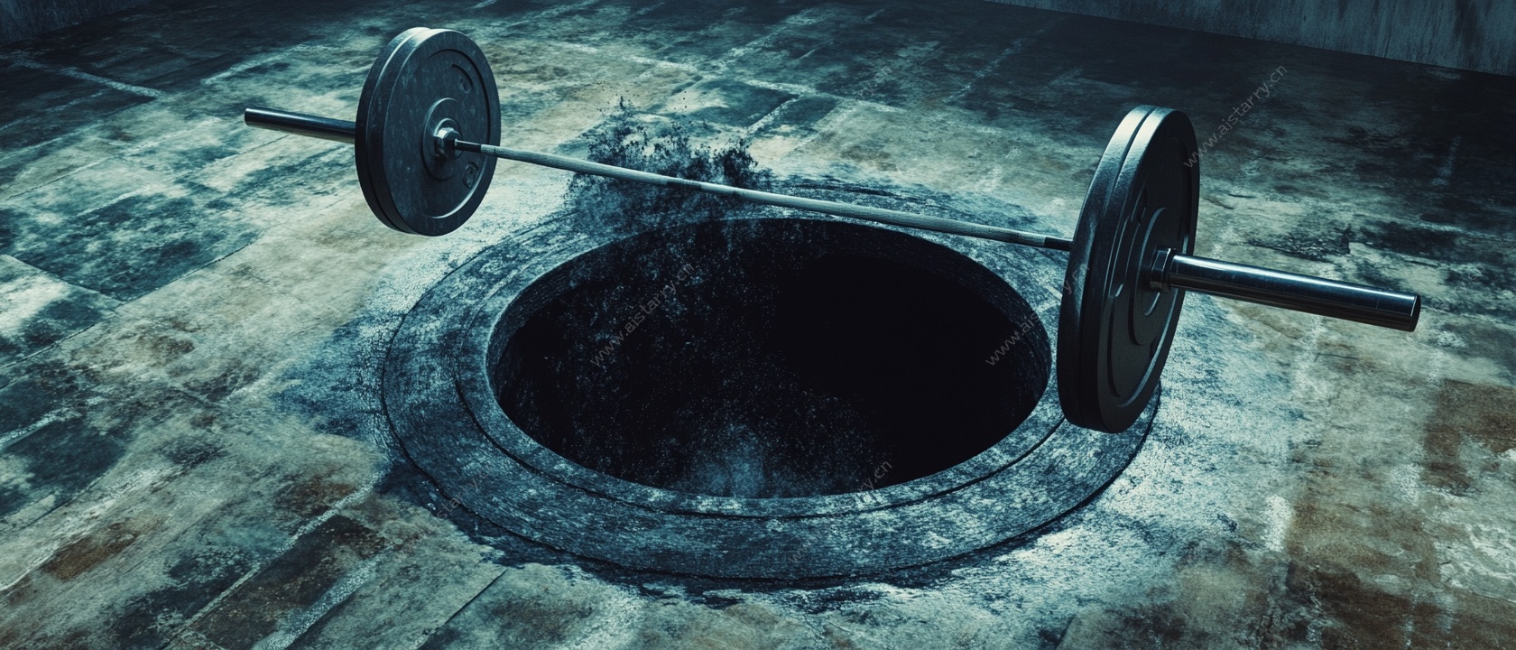 杠铃悬于神秘洞口