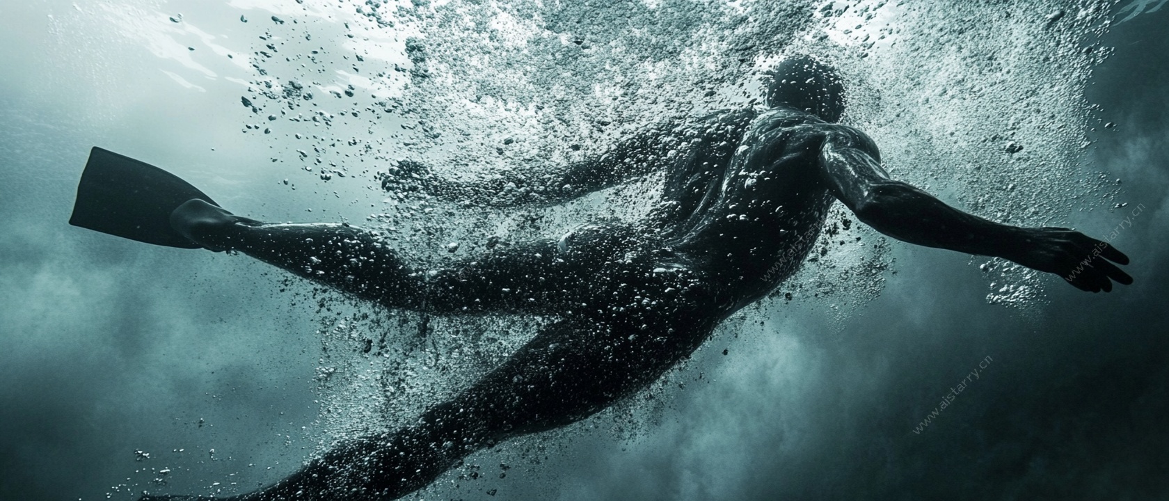 水下自由潜者的优美身姿