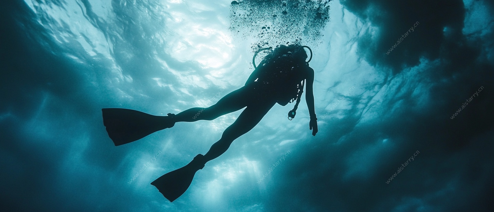 深海潜水员剪影