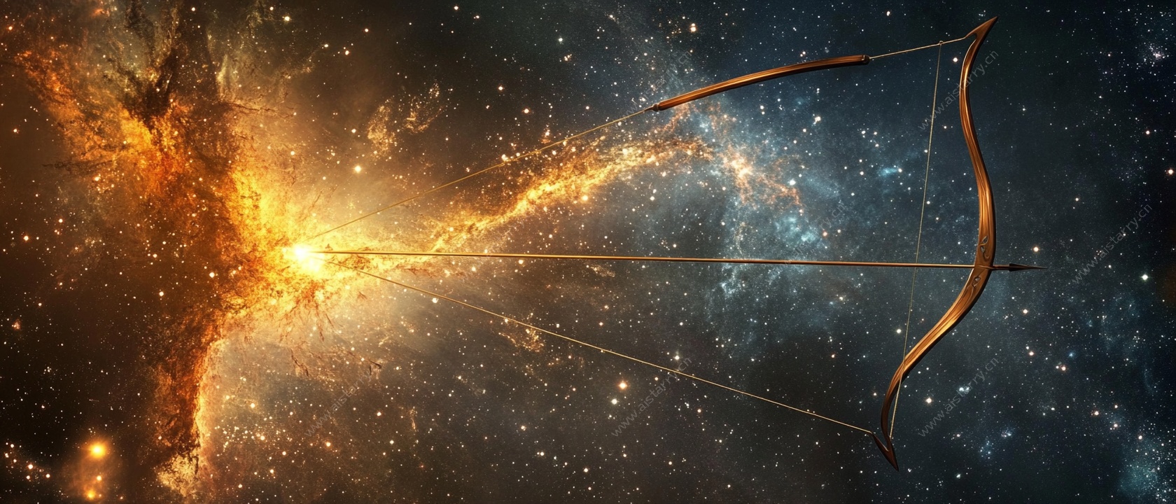 宇宙中的神秘弓箭发射场景