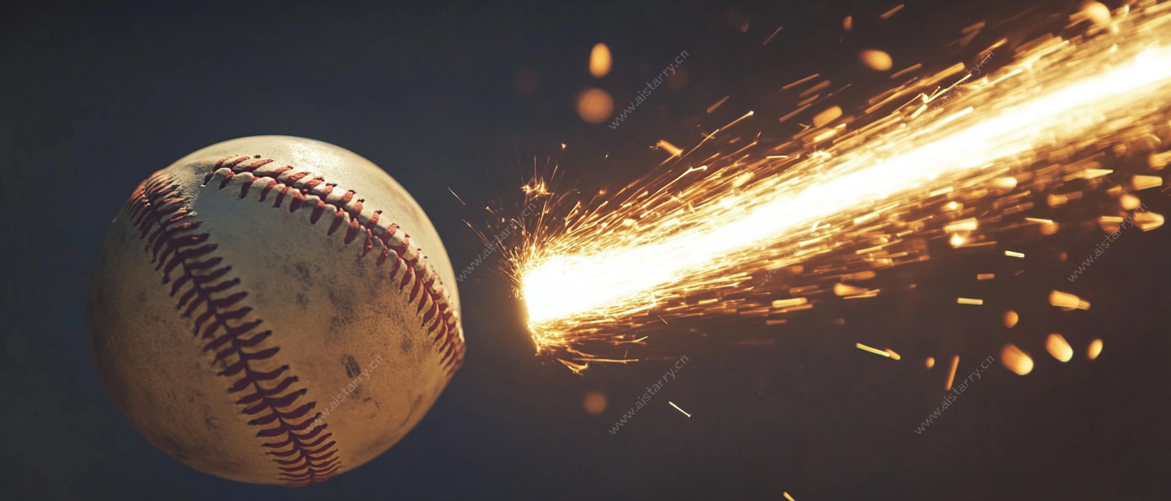 带火花特效的复古棒球