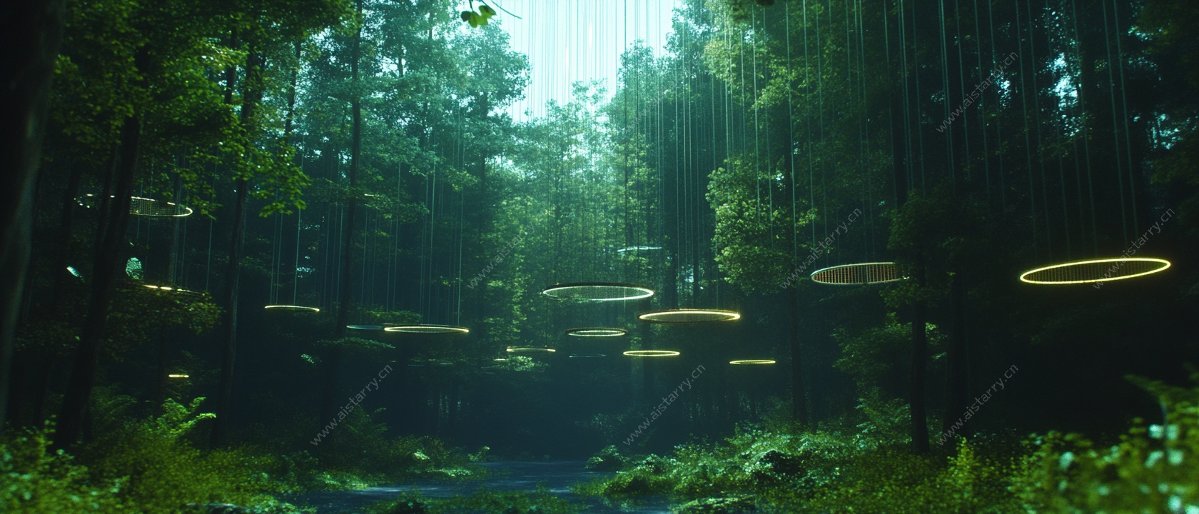 梦幻森林悬浮光圈奇幻场景