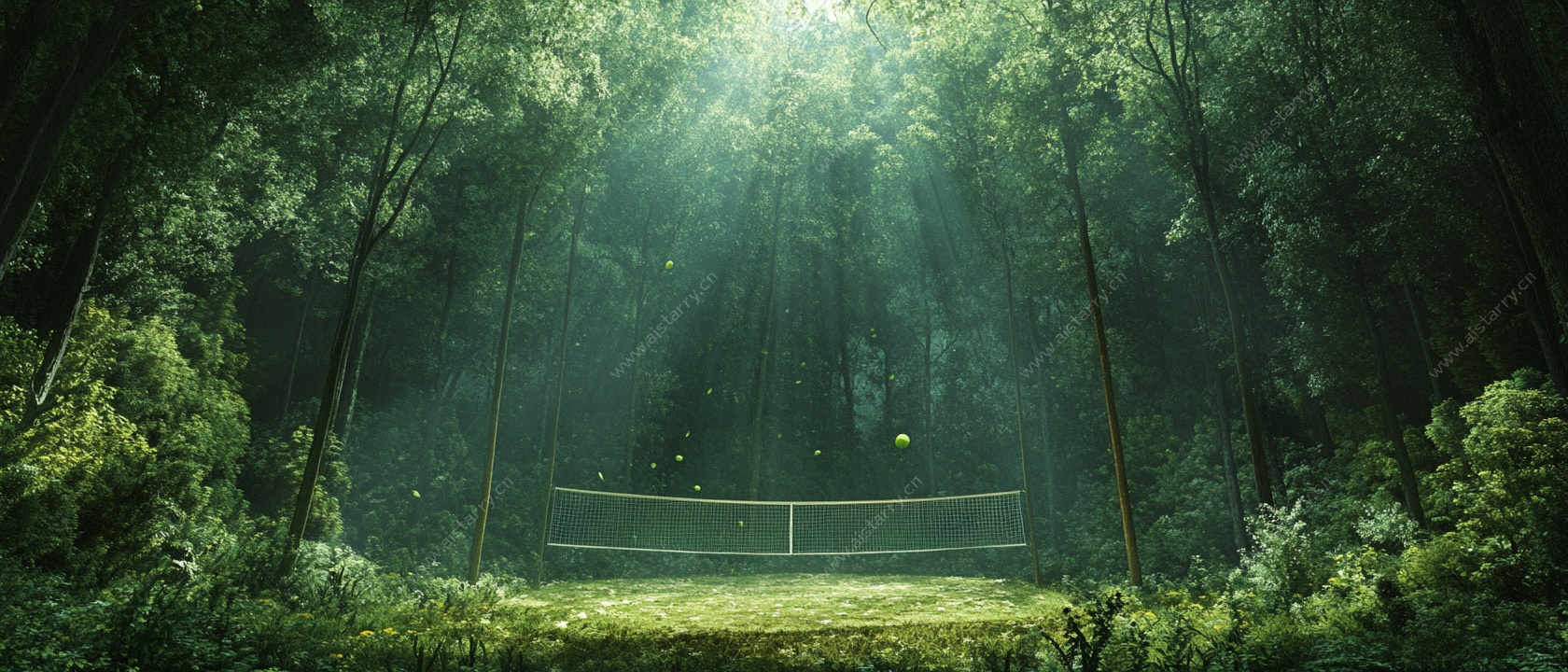 森林中的梦幻网球场地
