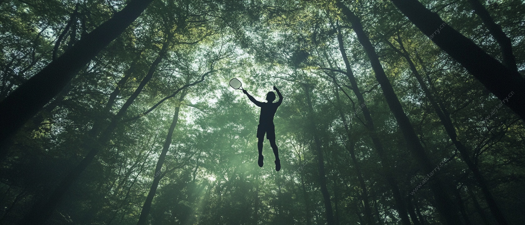 森林中悬浮的神秘身影