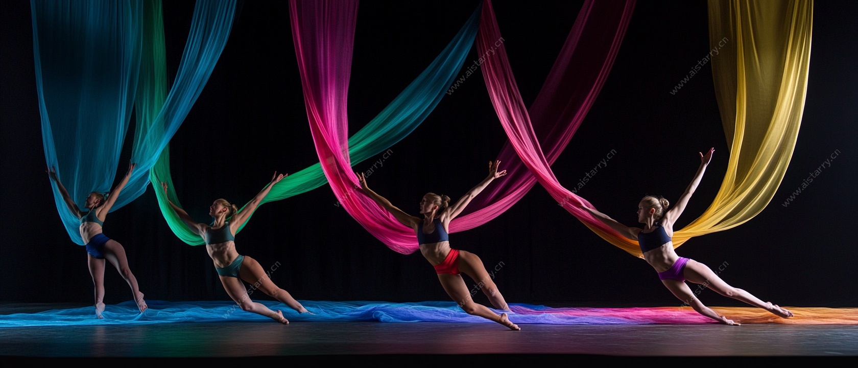 空中绸吊舞者的绚丽表演