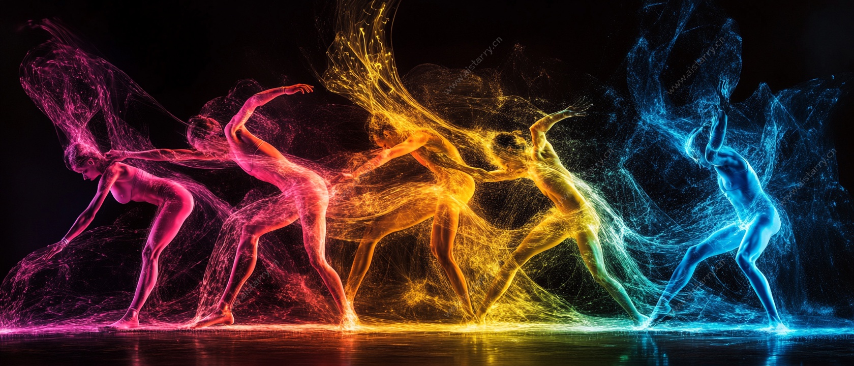 光影舞动的人体艺术表演