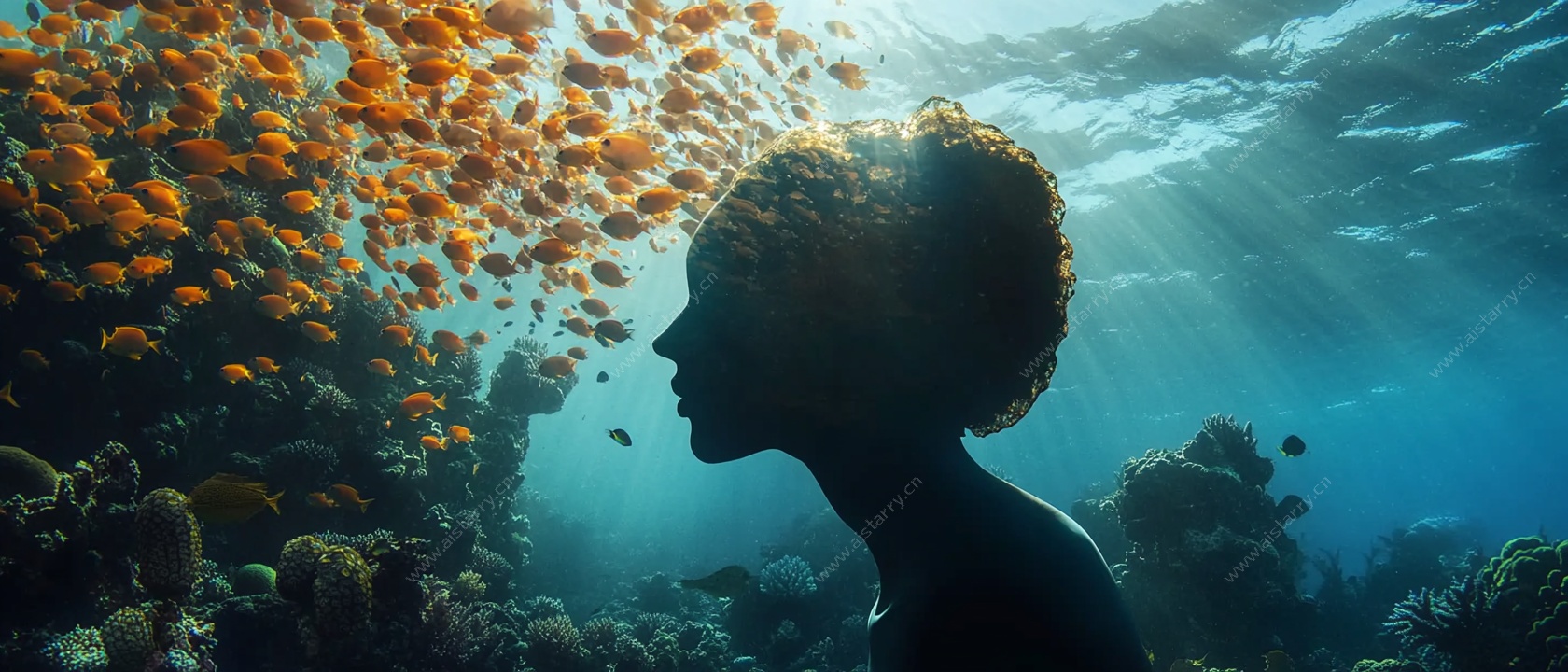 水下人与鱼的梦幻剪影