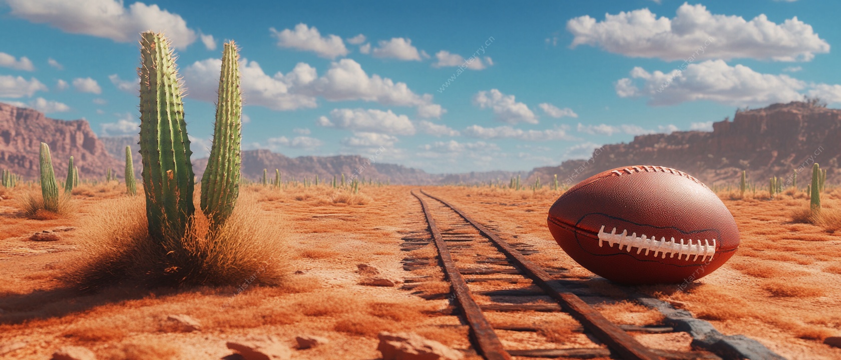 沙漠铁轨上的橄榄球奇观