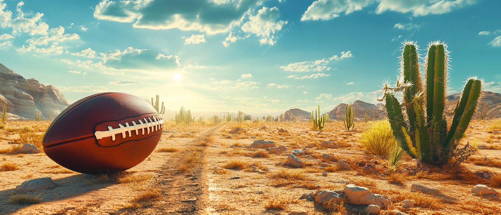 沙漠中的橄榄球奇幻景象