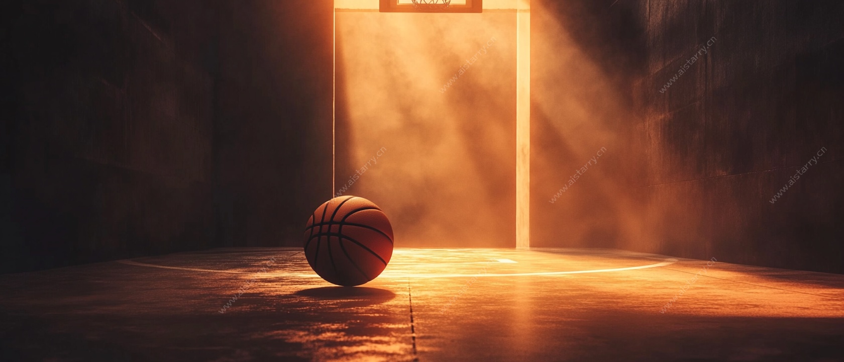 篮球静立在赛场曙光之下