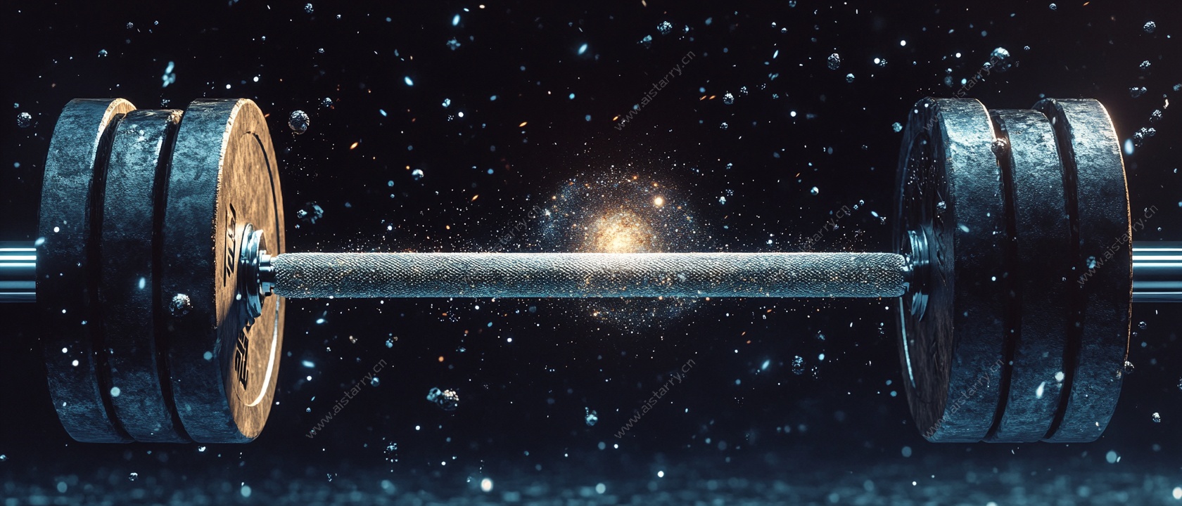 宇宙中的杠铃健身元素图