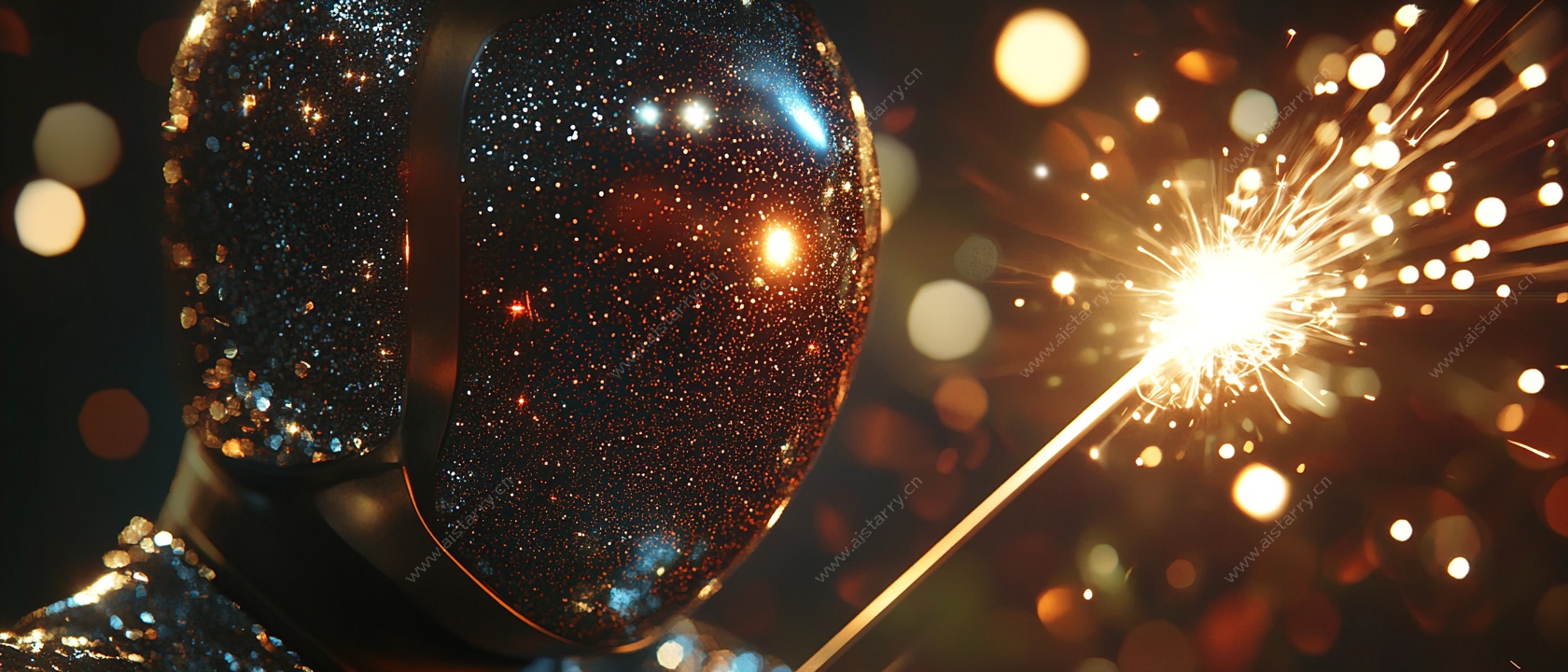 宇航员手持烟花梦幻画面