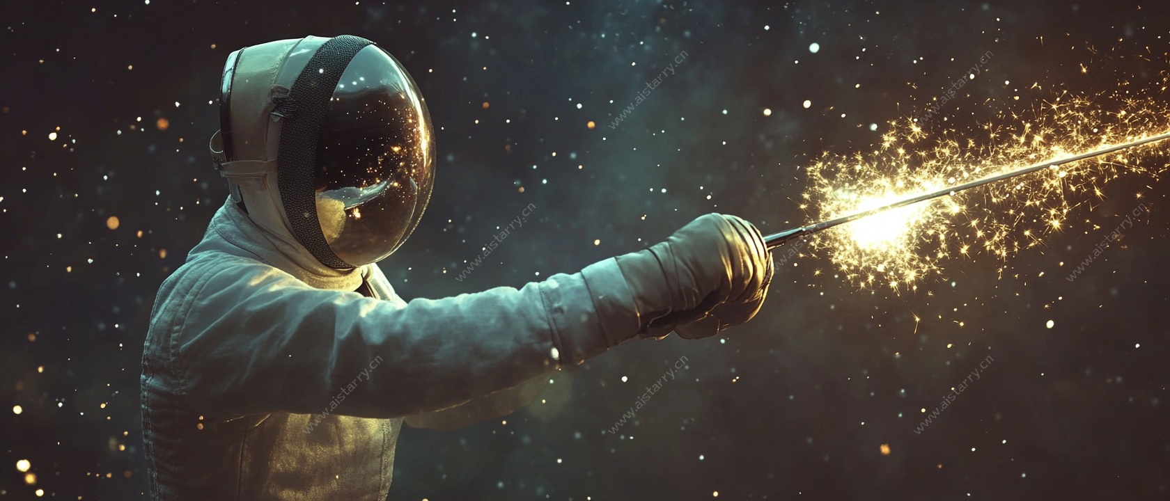 宇航员手持烟火梦幻场景