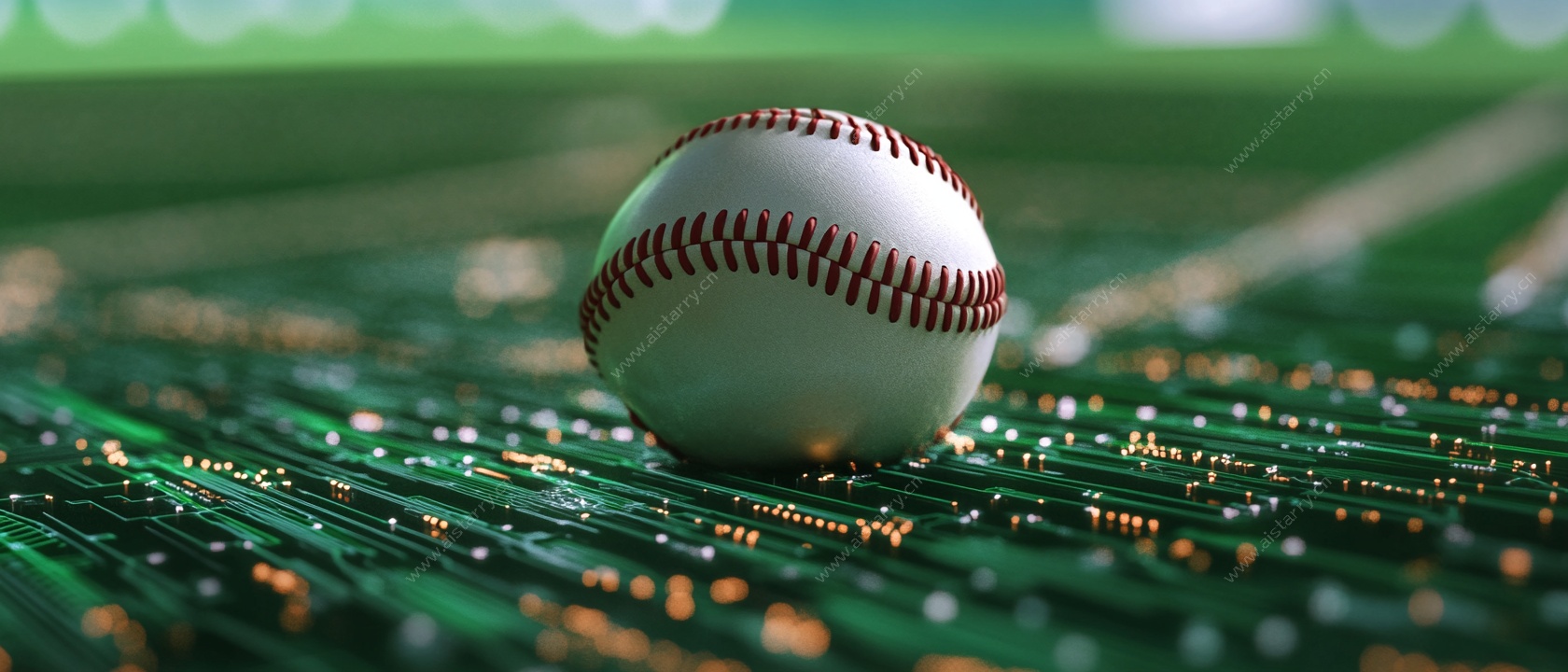 棒球置于电路板上的画面