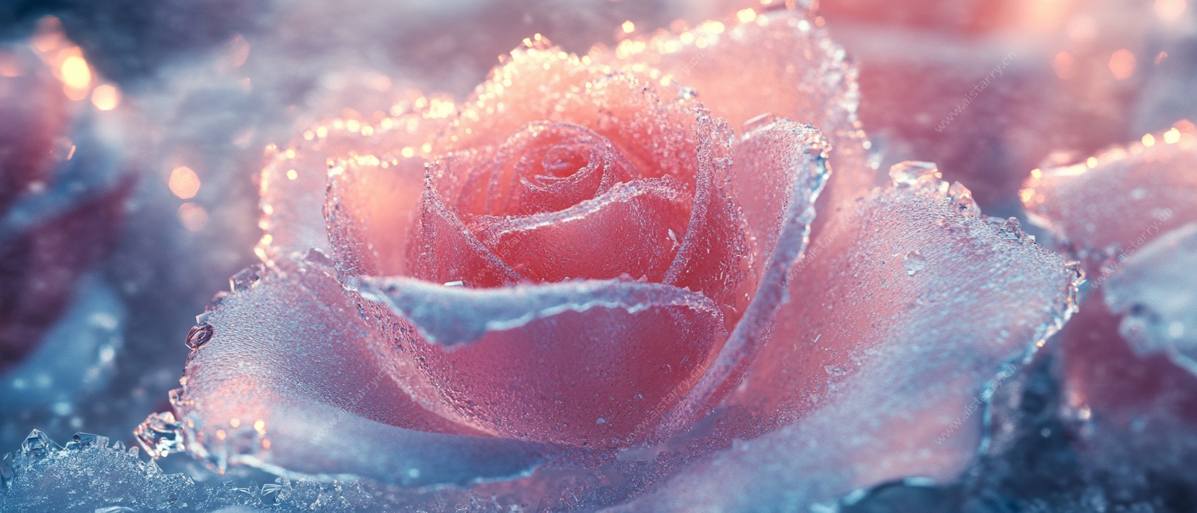 冰霜玫瑰梦幻美景