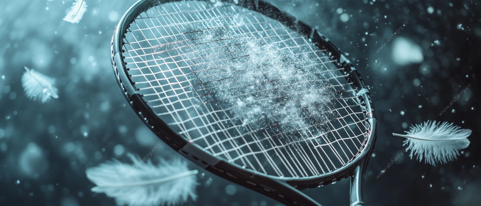 梦幻羽毛环绕的网球拍