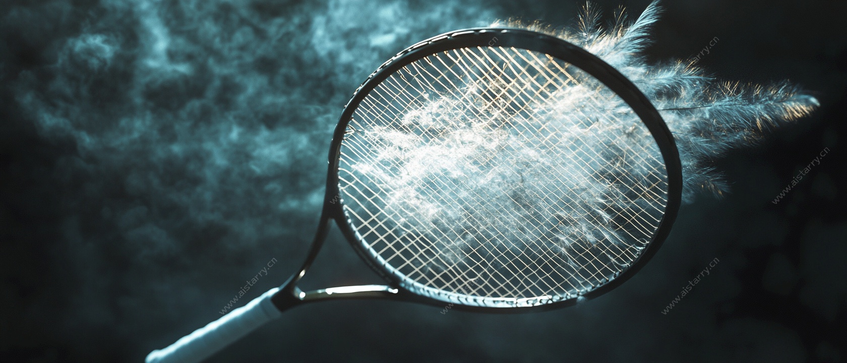 羽毛球拍击球瞬间特写