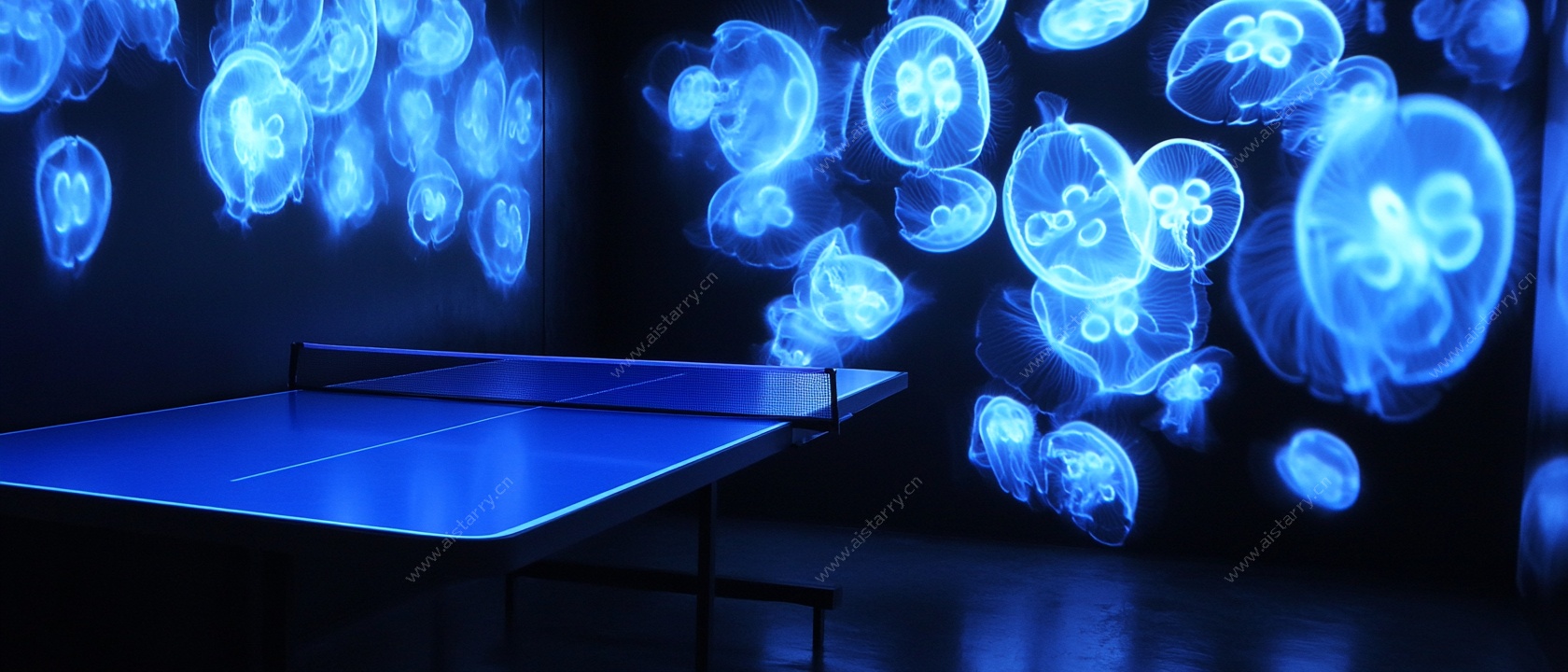梦幻蓝调乒乓球场景