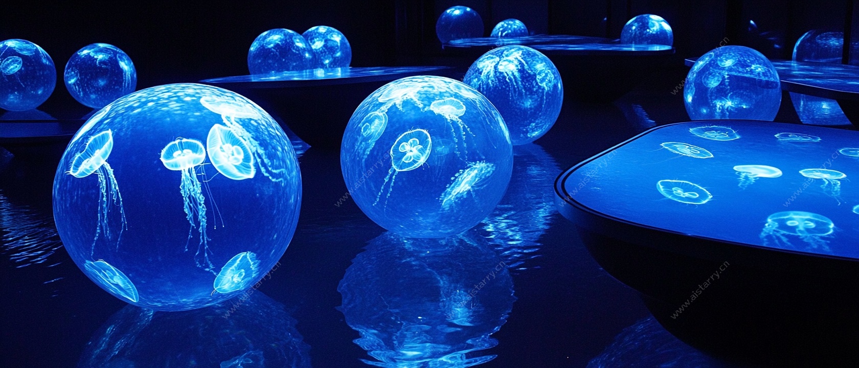 梦幻蓝色发光水母球装置