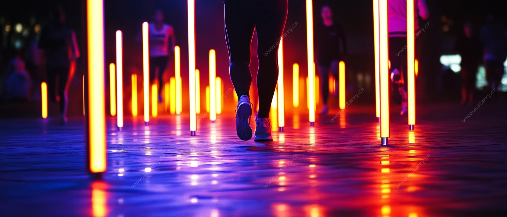 霓虹光廊中的动感步伐
