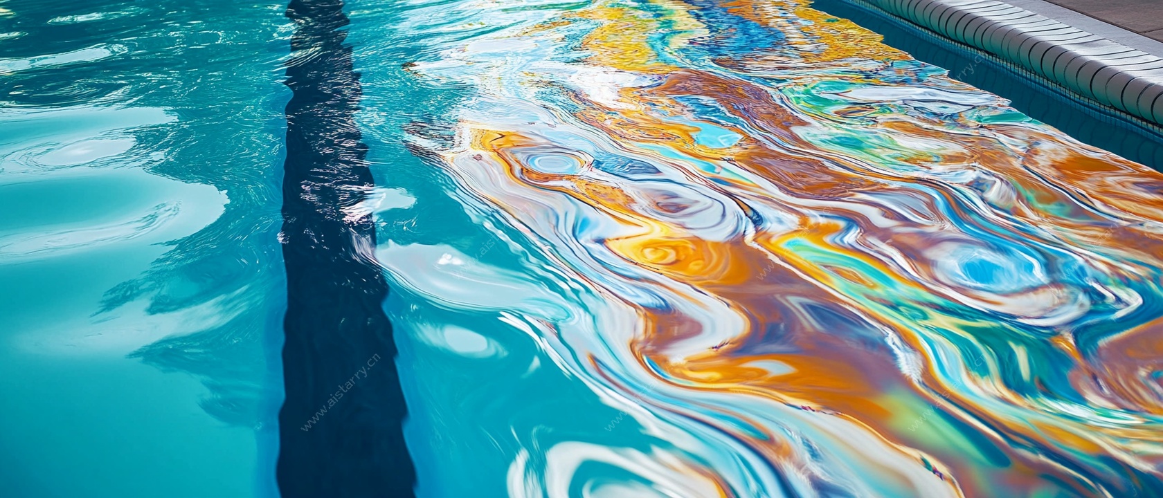 泳池水面绚丽光影