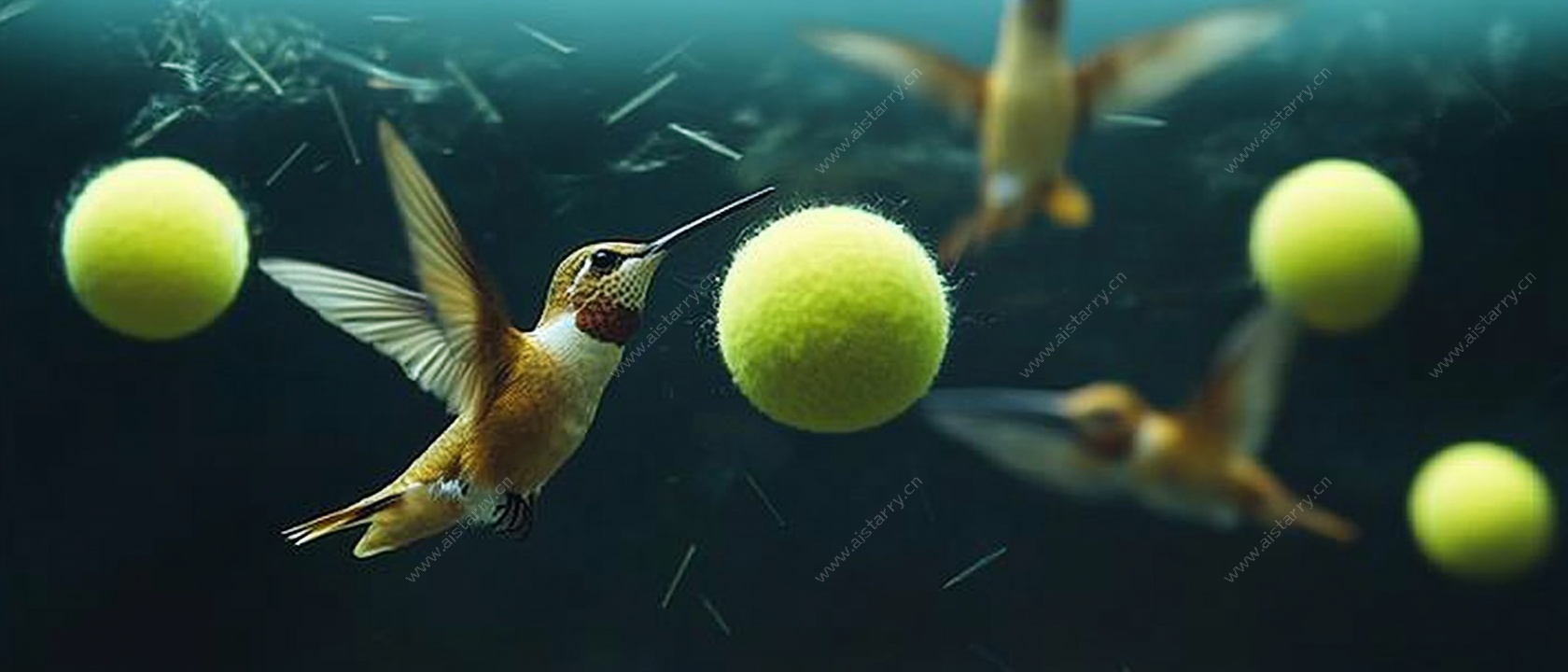 蜂鸟与网球的奇幻瞬间