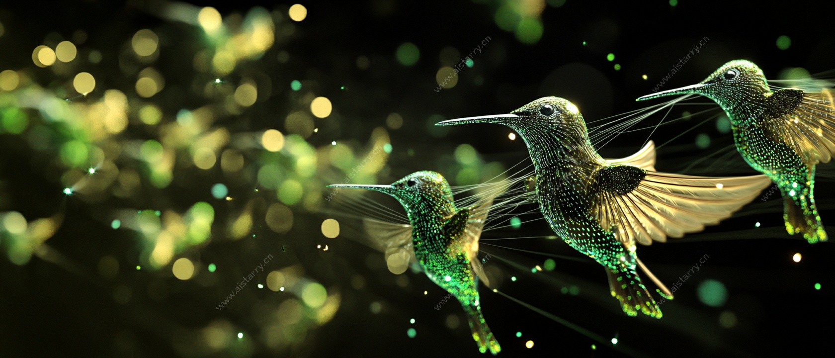 飞舞的梦幻绿羽蜂鸟