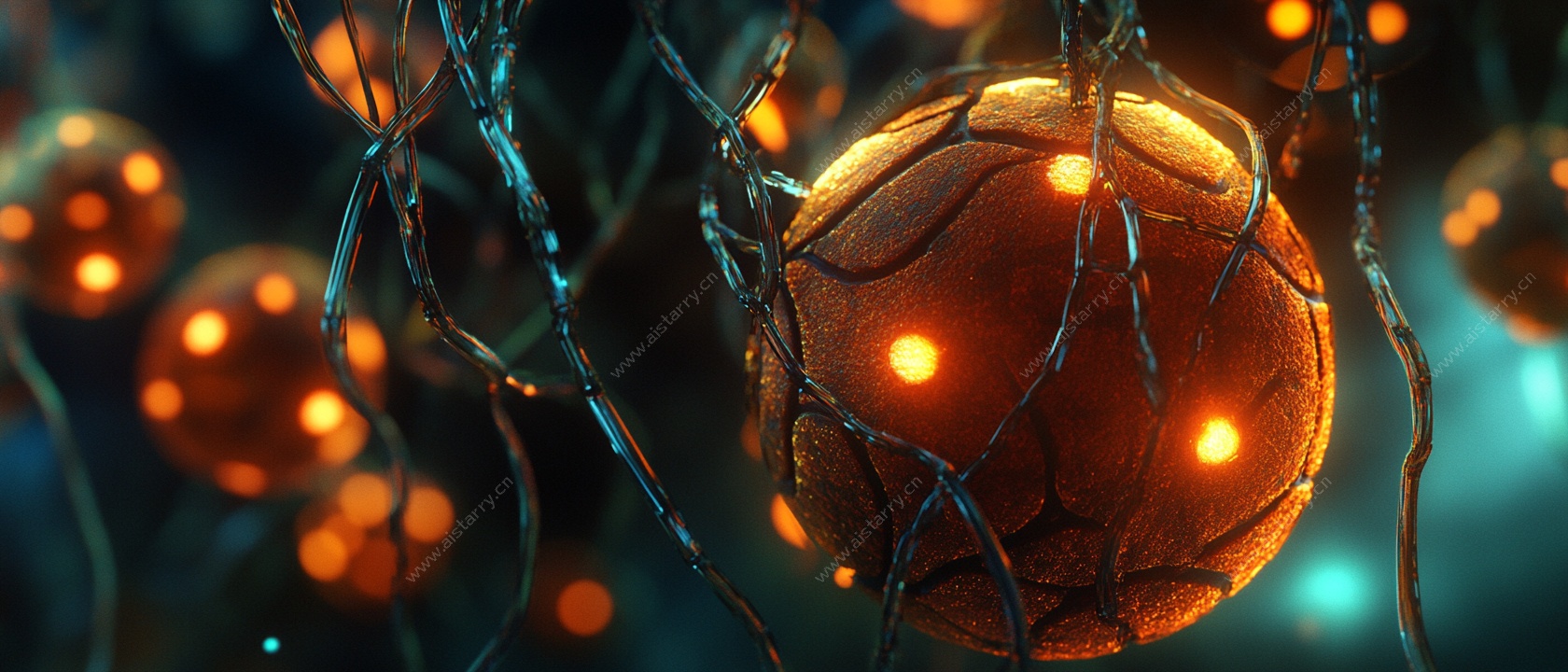 发光球体与藤蔓科幻场景