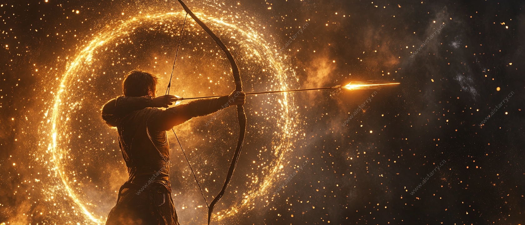 射手发射魔法箭 科幻场景