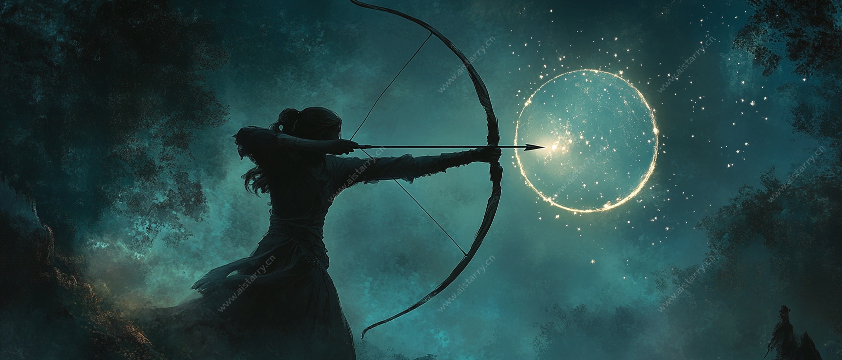 星空下的射箭者