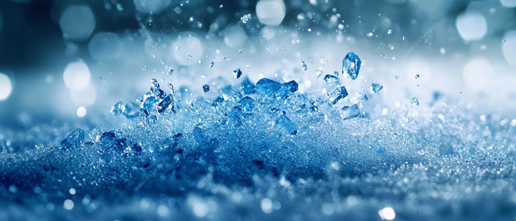 蓝色水滴飞溅梦幻画面