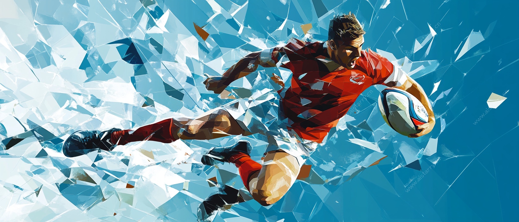 橄榄球运动员突破瞬间