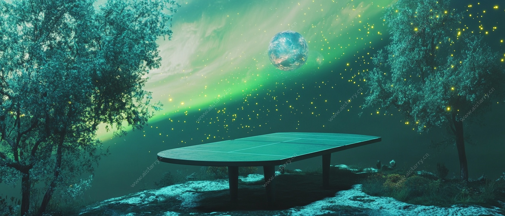 梦幻森林中的悬浮科幻平台