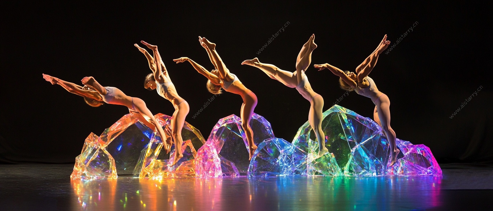 炫彩光影下的舞者身姿